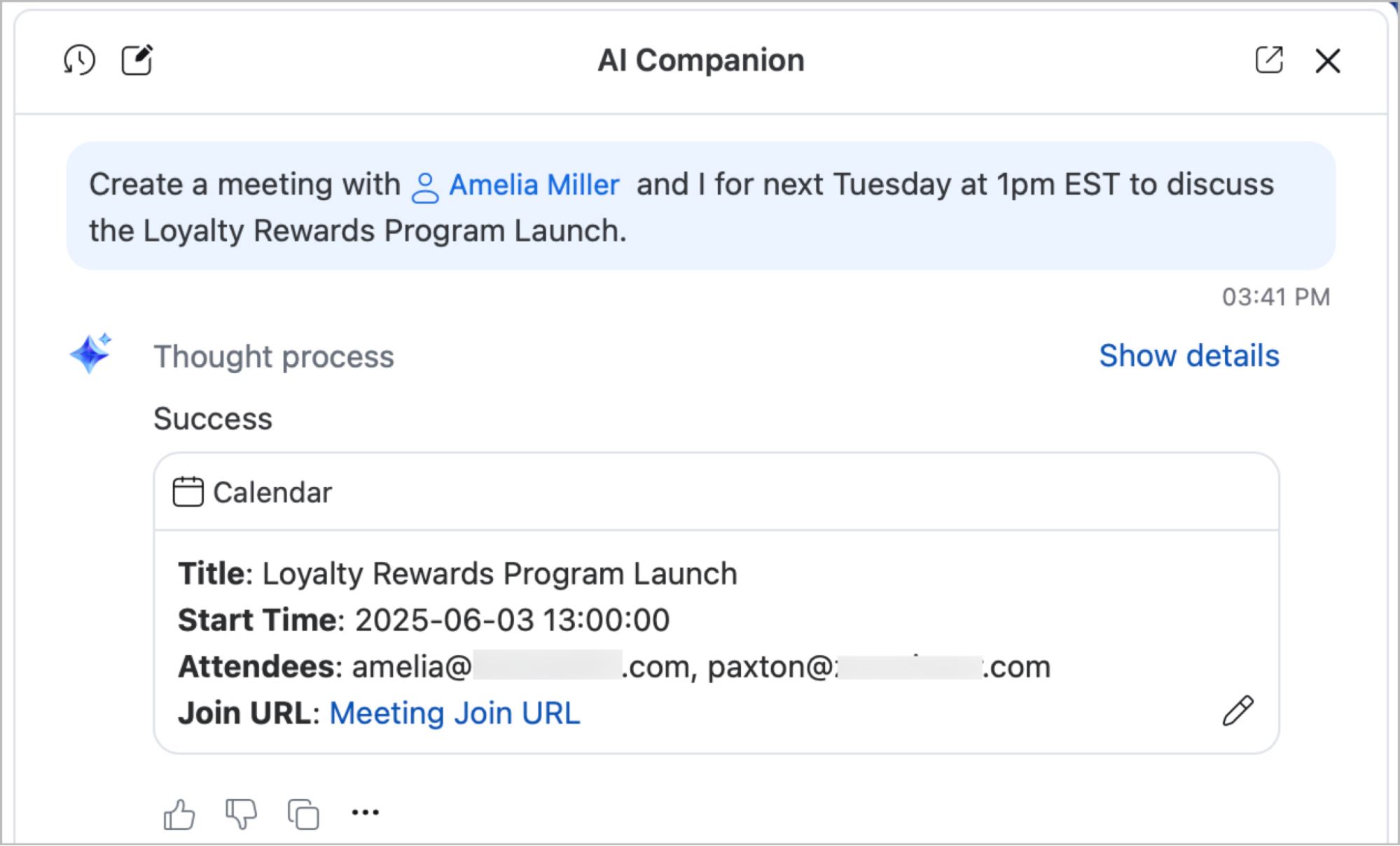 Image illustrating AI Companion Smart Scheduling a meeting.